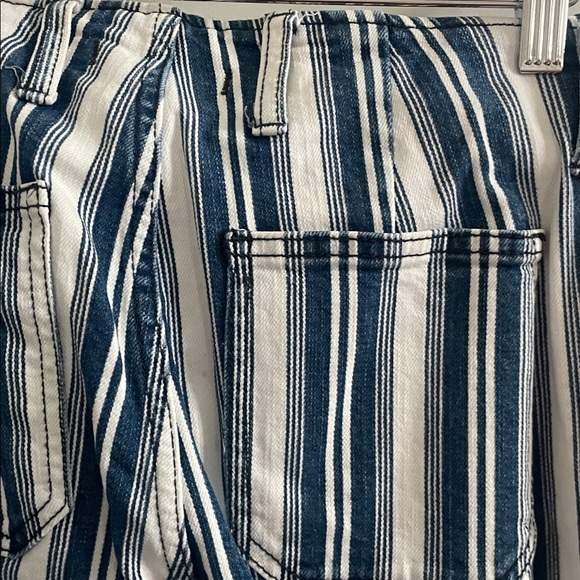 Free People Retro Blue and White Striped Denim Pants - Picture 5 of 5